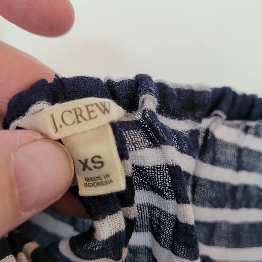 J.Crew Striped Blouse Womens XS Navy‎ White Excellent Cotton Gauze 83765